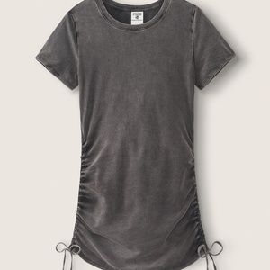 PINK ruched side short sleeve dress